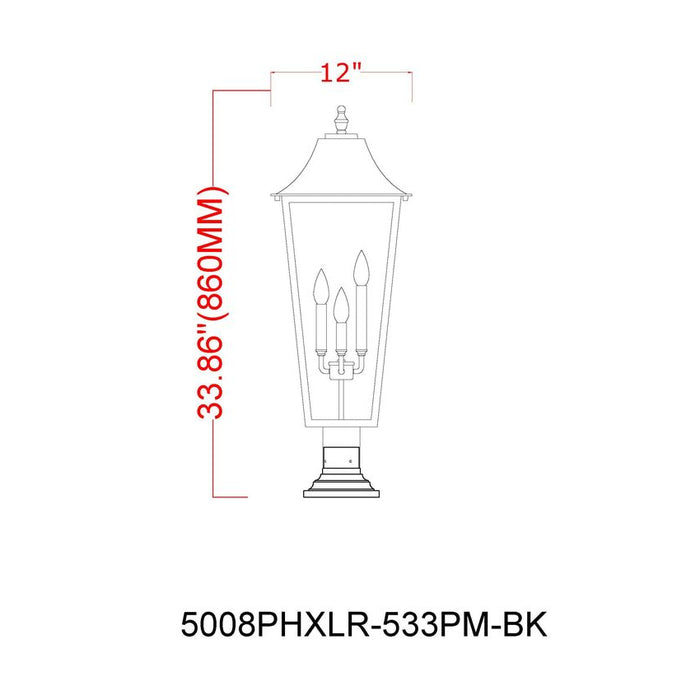 Z-Lite Gannon Outdoor Pier Mounted Fixture Black 3 Light 5008PHXLR-533PM-BK | theLightShop