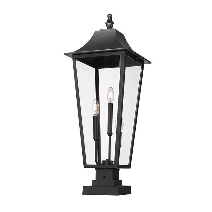 Z-Lite Gannon Outdoor Pier Mounted Fixture Black 3 Light 5008PHXLS-SQPM-BK | theLightShop