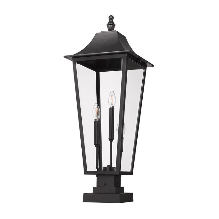 Z-Lite Gannon Outdoor Pier Mounted Fixture Black 3 Light 5008PHXLS-SQPM-BK | theLightShop