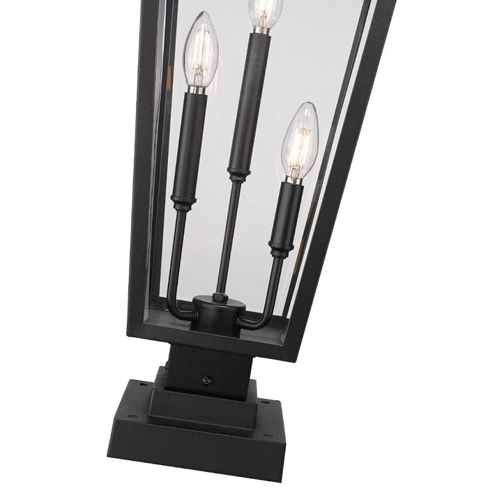Z-Lite Gannon Outdoor Pier Mounted Fixture Black 3 Light 5008PHXLS-SQPM-BK | theLightShop