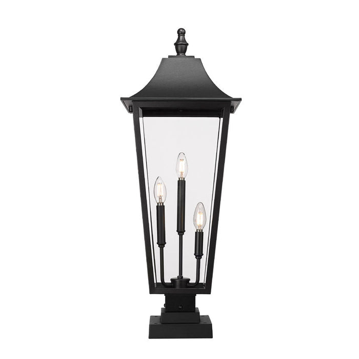 Z-Lite Gannon Outdoor Pier Mounted Fixture Black 3 Light 5008PHXLS-SQPM-BK | theLightShop
