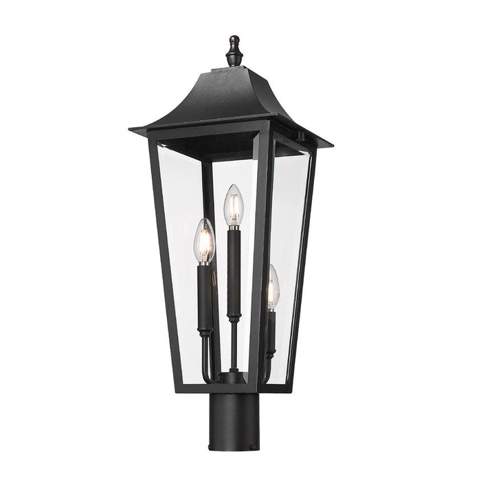 Z-Lite Gannon Outdoor Post Mount Fixture Black 3 Light 5008PHBR-BK | theLightShop