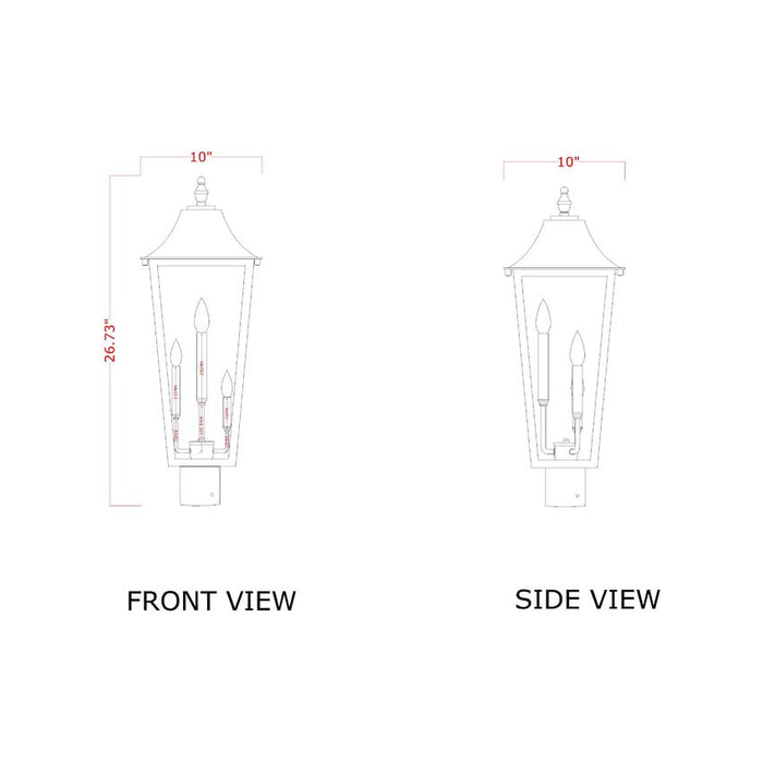 Z-Lite Gannon Outdoor Post Mount Fixture Black 3 Light 5008PHBR-BK | theLightShop