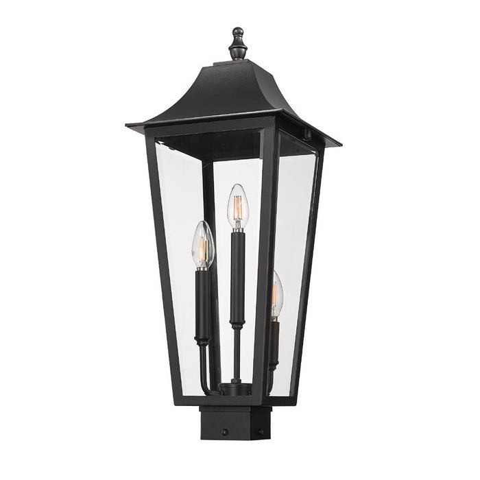 Z-Lite Gannon Outdoor Post Mount Fixture Black 3 Light 5008PHBS-BK | theLightShop
