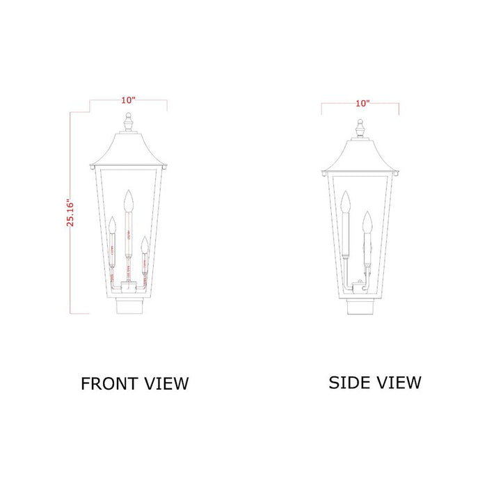 Z-Lite Gannon Outdoor Post Mount Fixture Black 3 Light 5008PHBS-BK | theLightShop
