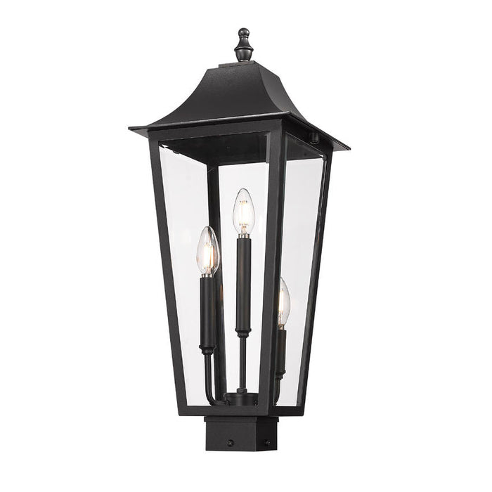 Z-Lite Gannon Outdoor Post Mount Fixture Black 3 Light 5008PHBS-BK | theLightShop