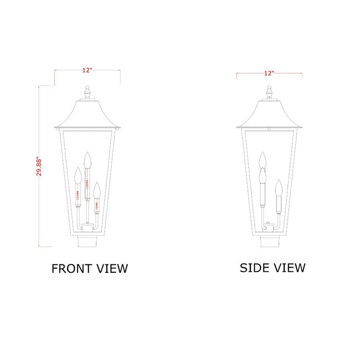 Z-Lite Gannon Outdoor Post Mount Fixture Black 3 Light 5008PHXLS-BK | theLightShop