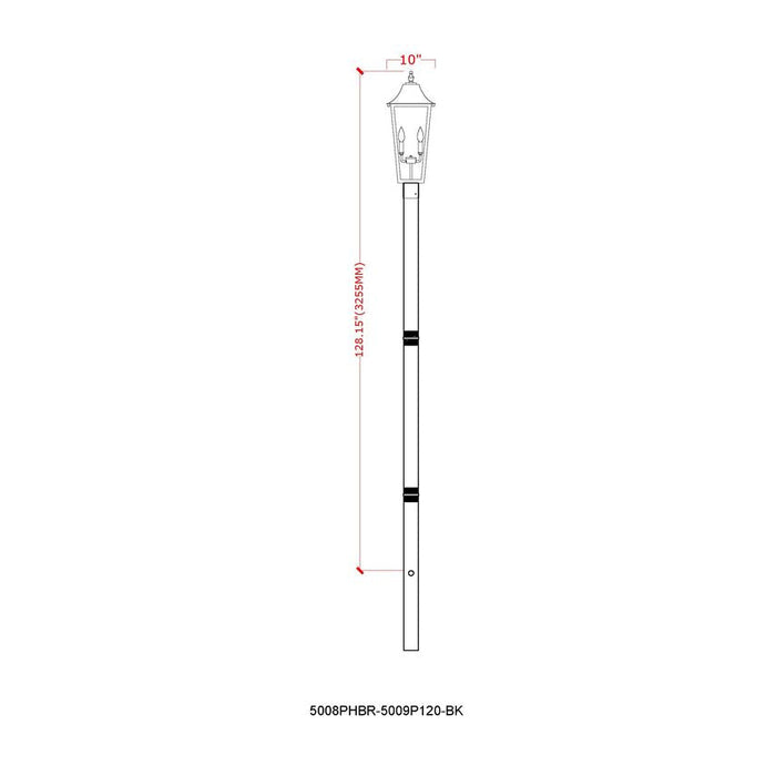 Z-Lite Gannon Outdoor Post Mounted Fixture Black 3 Light 5008PHBR-5009P120-BK | theLightShop