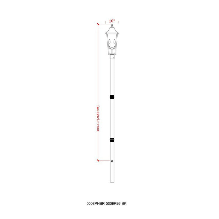 Z-Lite Gannon Outdoor Post Mounted Fixture Black 3 Light 5008PHBR-5009P96-BK | theLightShop