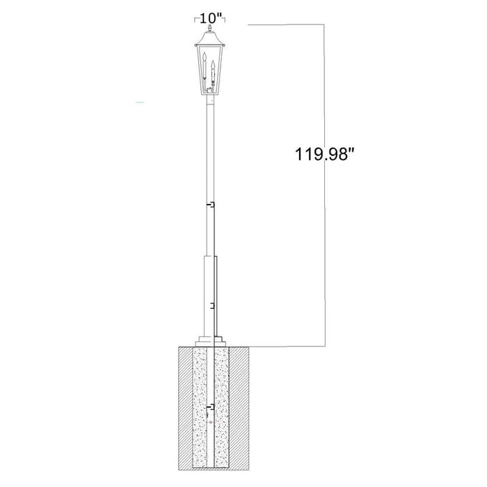 Z-Lite Gannon Outdoor Post Mounted Fixture Black 3 Light 5008PHBR-5010P-BK | theLightShop