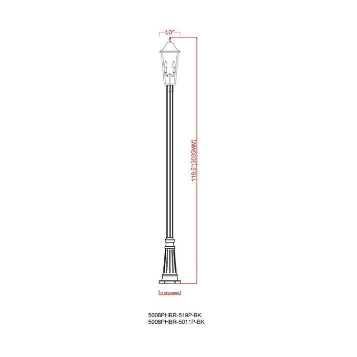 Z-Lite Gannon Outdoor Post Mounted Fixture Black 3 Light 5008PHBR-5011P-BK | theLightShop