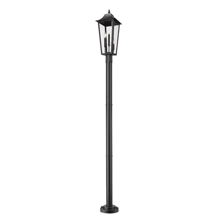 Z-Lite Gannon Outdoor Post Mounted Fixture Black 3 Light 5008PHBR-5012P-BK | theLightShop