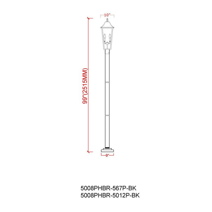 Z-Lite Gannon Outdoor Post Mounted Fixture Black 3 Light 5008PHBR-567P-BK | theLightShop