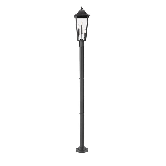 Z-Lite Gannon Outdoor Post Mounted Fixture Black 3 Light 5008PHBR-567P-BK | theLightShop