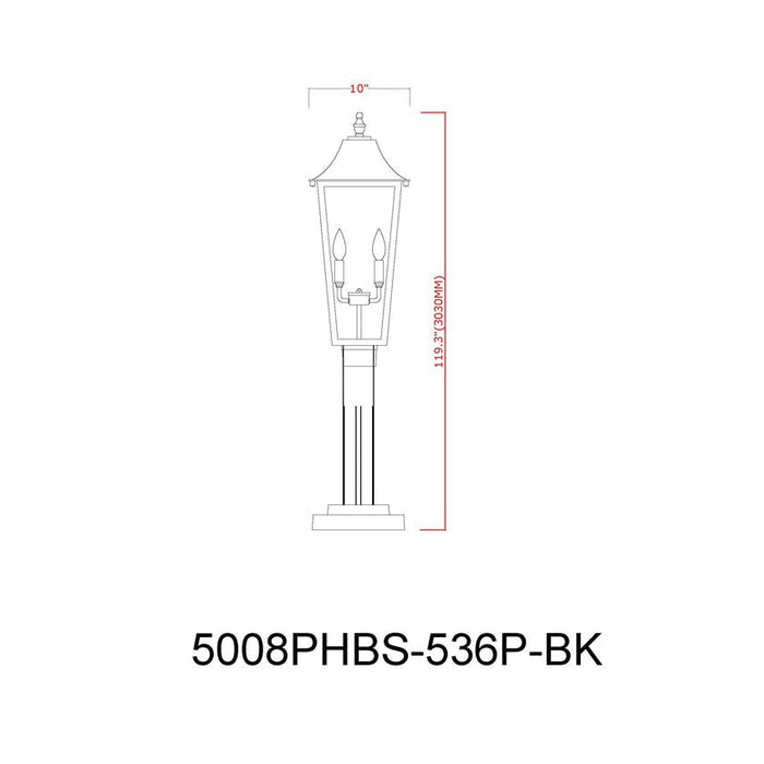 Z-Lite Gannon Outdoor Post Mounted Fixture Black 3 Light 5008PHBS-536P-BK | theLightShop