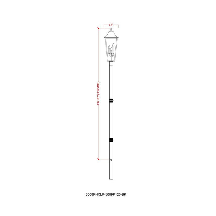 Z-Lite Gannon Outdoor Post Mounted Fixture Black 3 Light 5008PHXLR-5009P120-B | theLightShop