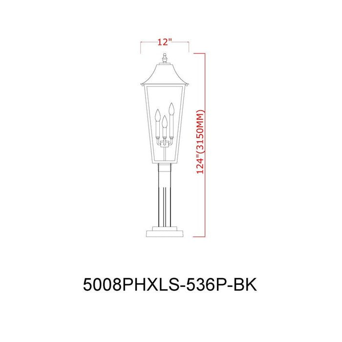 Z-Lite Gannon Outdoor Post Mounted Fixture Black 3 Light 5008PHXLS-536P-BK | theLightShop