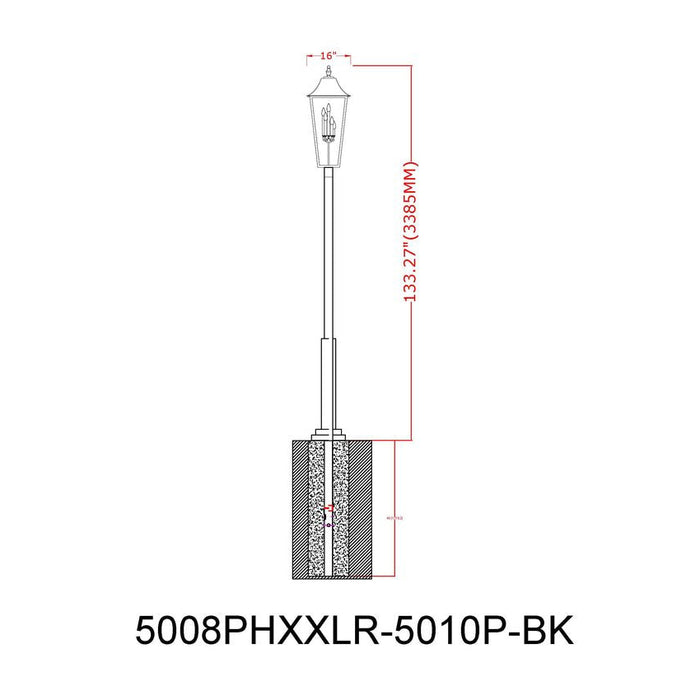 Z-Lite Gannon Outdoor Post Mounted Fixture Black 5 Light 5008PHXXLR-5010P-BK | theLightShop