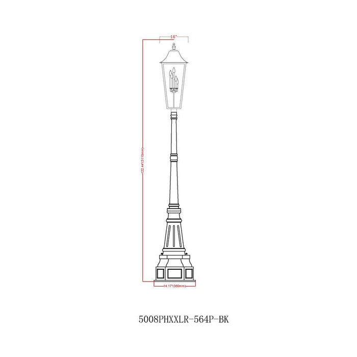 Z-Lite Gannon Outdoor Post Mounted Fixture Black 5 Light 5008PHXXLR-564P-BK | theLightShop