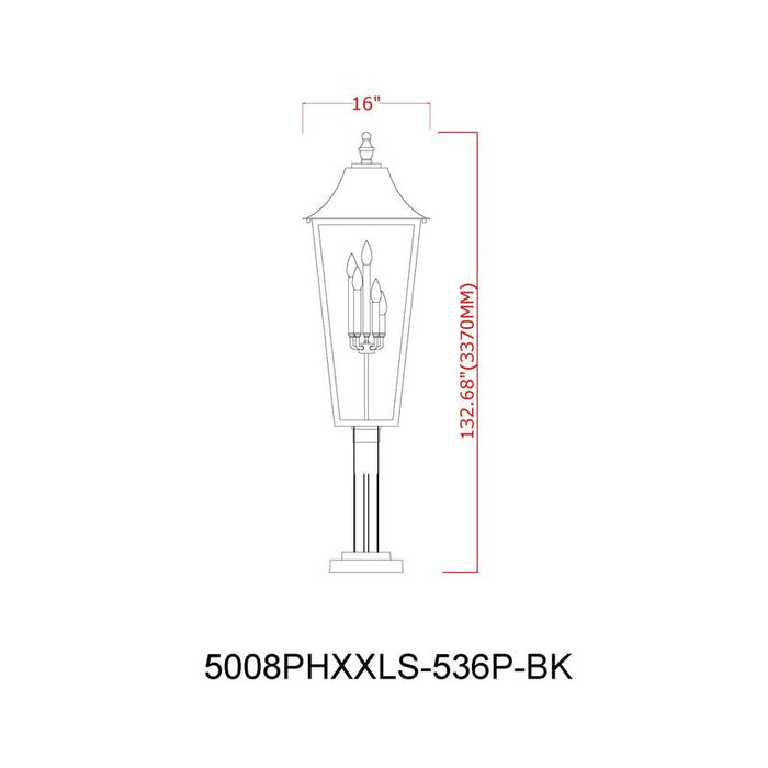 Z-Lite Gannon Outdoor Post Mounted Fixture Black 5 Light 5008PHXXLS-536P-BK | theLightShop