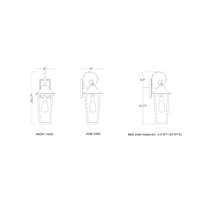 Z-Lite Gannon Outdoor Wall Sconce Black 1 Light 5008M-BK | theLightShop