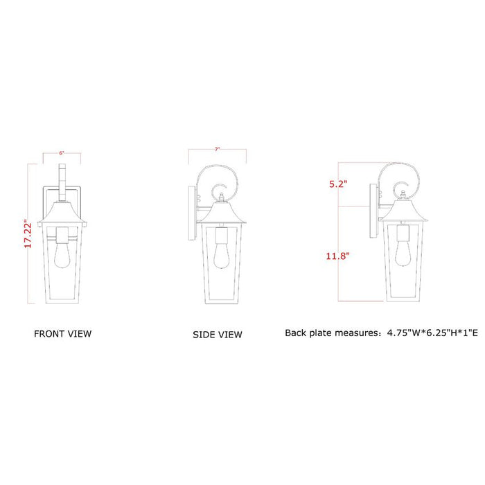 Z-Lite Gannon Outdoor Wall Sconce Black 1 Light 5008S-BK | theLightShop