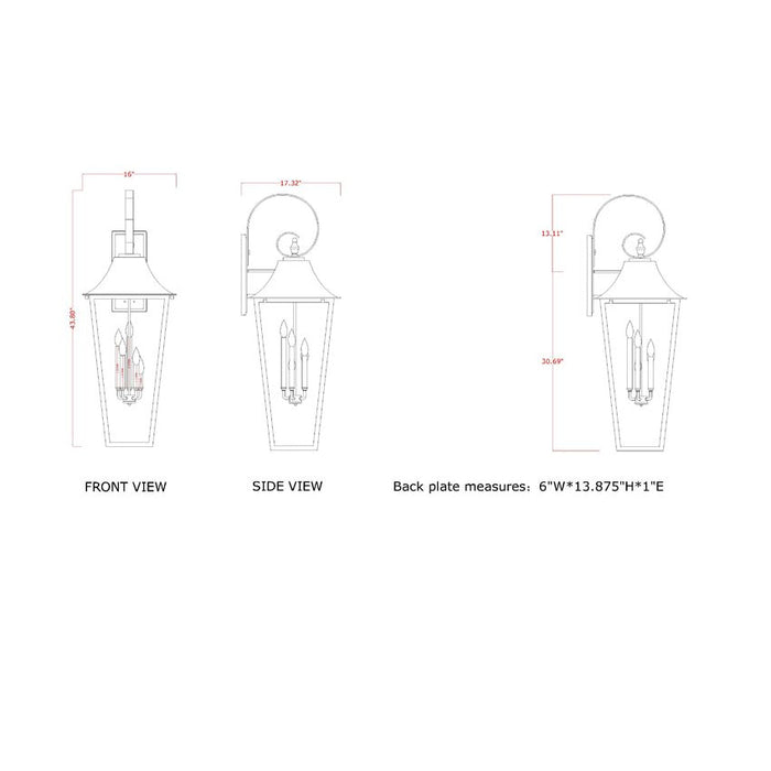 Z-Lite Gannon Outdoor Wall Sconce Black 5 Light 5008XXL-BK | theLightShop