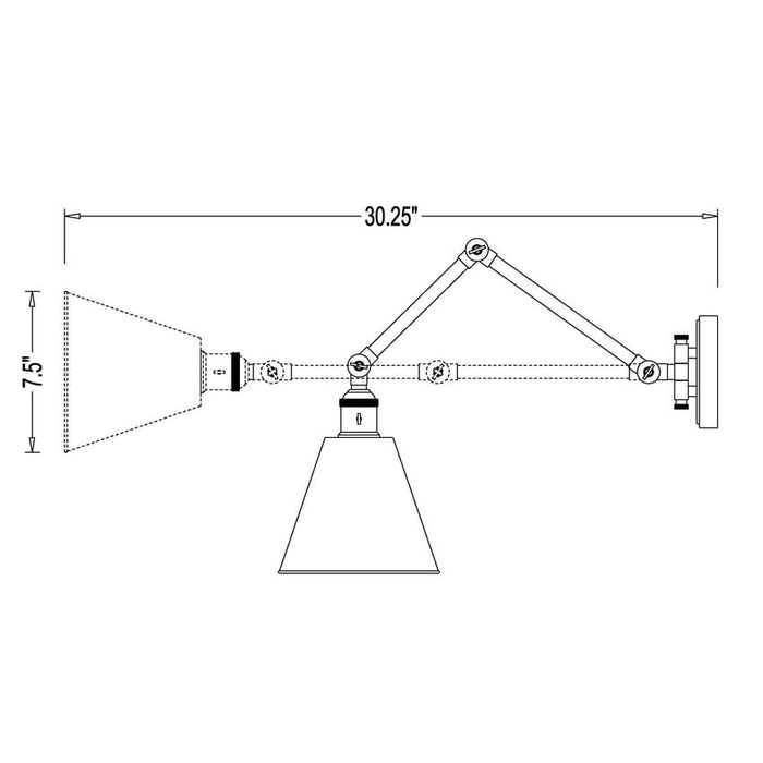 Z-Lite Gayson Swing-Arm Wall Lamp Rubbed Brass 1 Light 349S-RB | theLightShop