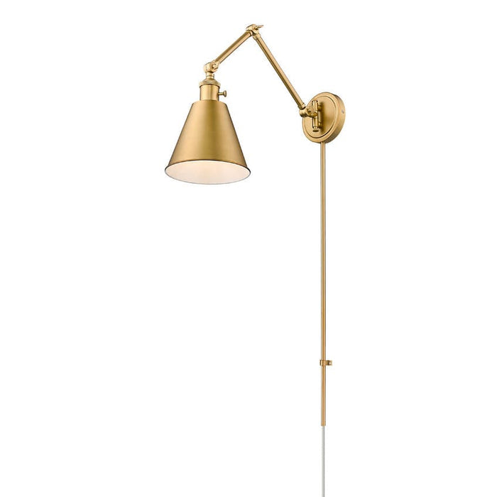 Z-Lite Gayson Swing-Arm Wall Lamp Rubbed Brass 1 Light 349S-RB | theLightShop
