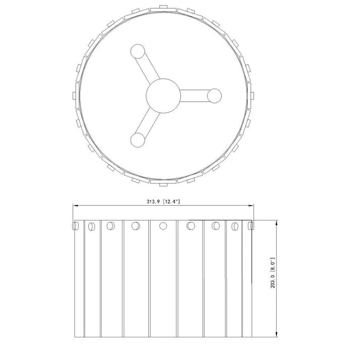 Z-Lite Glacier Matte Black 3 Light Flushmount 1943F12-MB | theLightShop