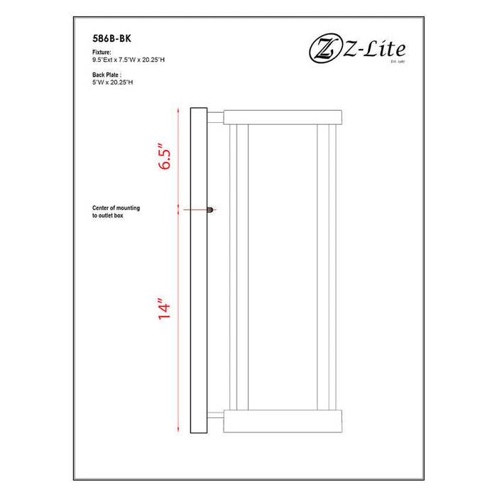Z-Lite Glenwood Black Outdoor Wall Sconce 586B-BK - Outdoor Wall Sconces