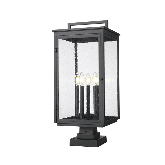 Z-Lite Hartwell 5 Light Outdoor Pier Mounted Fixture (Square Base) - Sand Black