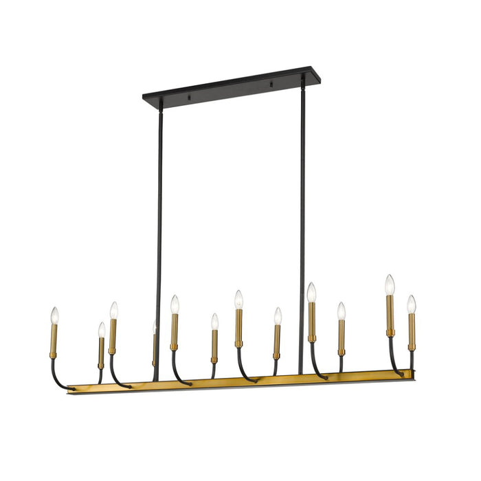 Z-Lite Haylie Matte Black Olde Brass Island-Billiard 479-12L-MB-OBR | theLightShop