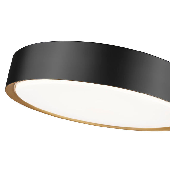 Z-Lite Kawan Flushmount Matte Black Modern Gold LED 1 Light 16 Inch 1014F16-MB-MGLD-LED | theLightShop