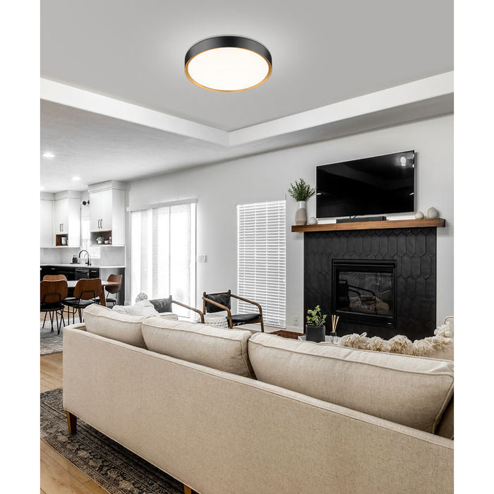Z-Lite Kawan Flushmount Matte Black Modern Gold LED 1 Light 20 Inch 1014F20-MB-MGLD-LED | theLightShop