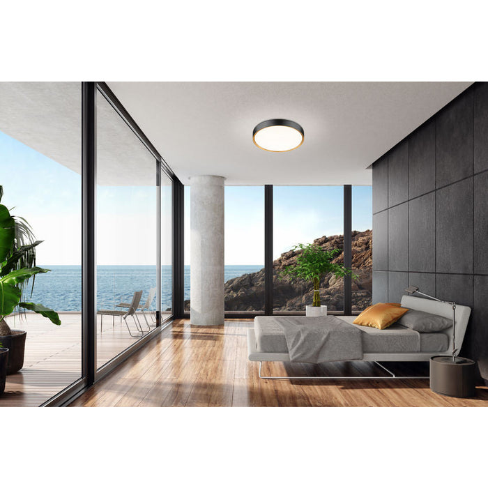 Z-Lite Kawan Flushmount Matte Black Modern Gold LED 1 Light 20 Inch 1014F20-MB-MGLD-LED | theLightShop