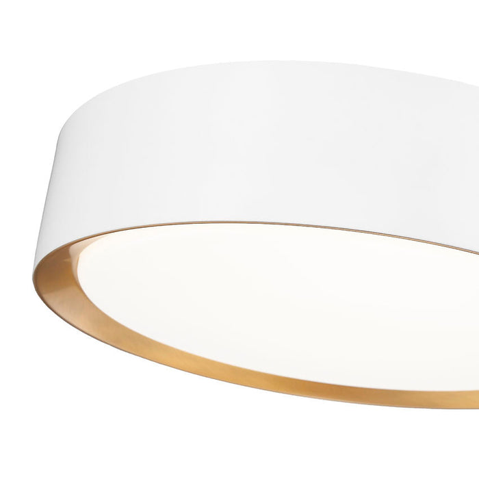 Z-Lite Kawan Flushmount Matte White Modern Gold LED 1 Light 12 Inch 1014F12-MW-MGLD-LED | theLightShop