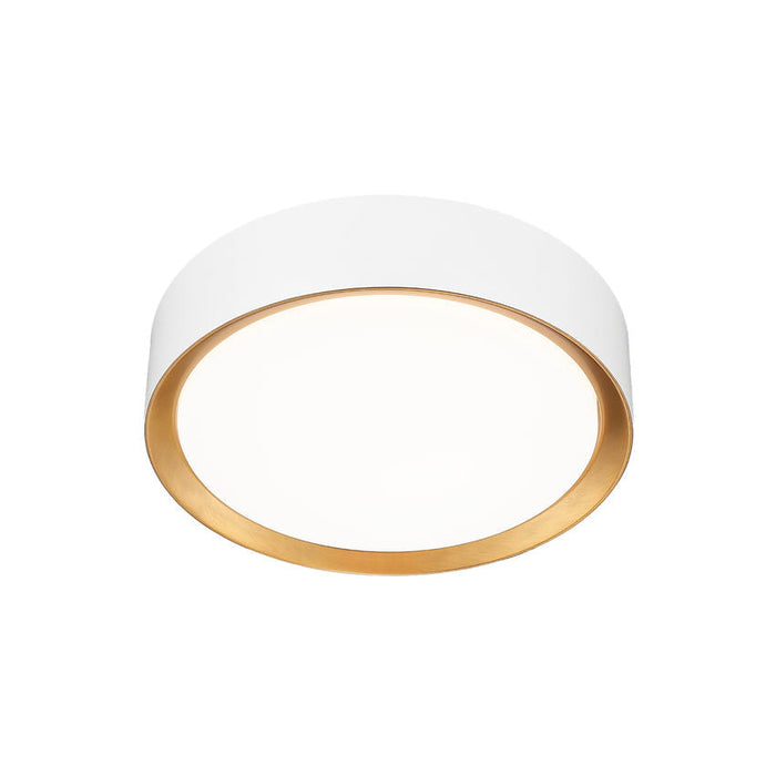 Z-Lite Kawan Flushmount Matte White Modern Gold LED 1 Light 12 Inch 1014F12-MW-MGLD-LED | theLightShop