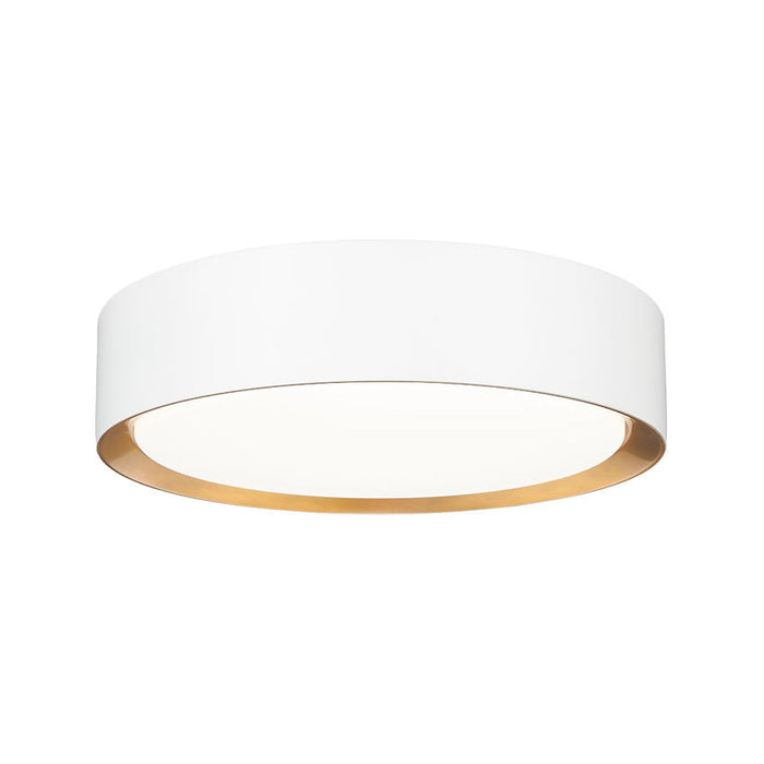 Z-Lite Kawan Flushmount Matte White Modern Gold LED 1 Light 12 Inch 1014F12-MW-MGLD-LED | theLightShop