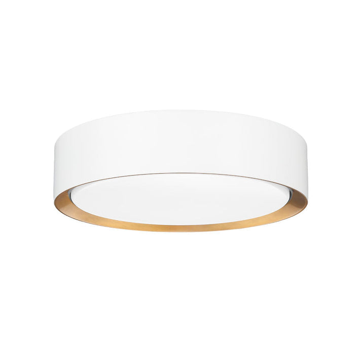 Z-Lite Kawan Flushmount Matte White Modern Gold LED 1 Light 12 Inch 1014F12-MW-MGLD-LED | theLightShop