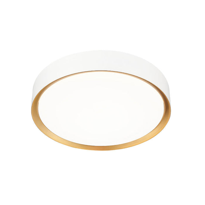 Z-Lite Kawan Flushmount Matte White Modern Gold LED 1 Light 16 Inch 1014F16-MW-MGLD-LED | theLightShop