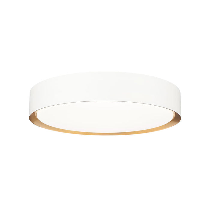 Z-Lite Kawan Flushmount Matte White Modern Gold LED 1 Light 16 Inch 1014F16-MW-MGLD-LED | theLightShop