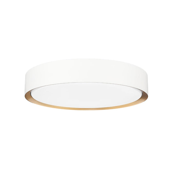 Z-Lite Kawan Flushmount Matte White Modern Gold LED 1 Light 16 Inch 1014F16-MW-MGLD-LED | theLightShop
