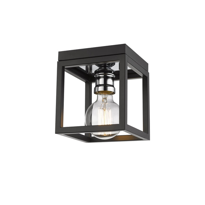 Z-Lite Kube Matte Black Chrome Flushmount 480F1-MB-CH | theLightShop
