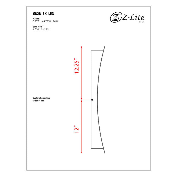 Z-Lite Landrum Black LED Outdoor Wall Sconce 582B-BK-LED | theLightShop