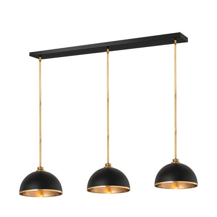 Z-Lite Landry 1 Light Linear Pendant - Matte Black + Rubbed Brass