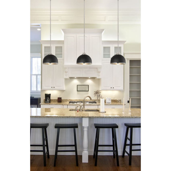 Z-Lite Landry Matte Black Brushed Nickel 1 Light Pendant 1004P10-MB-BN | theLightShop