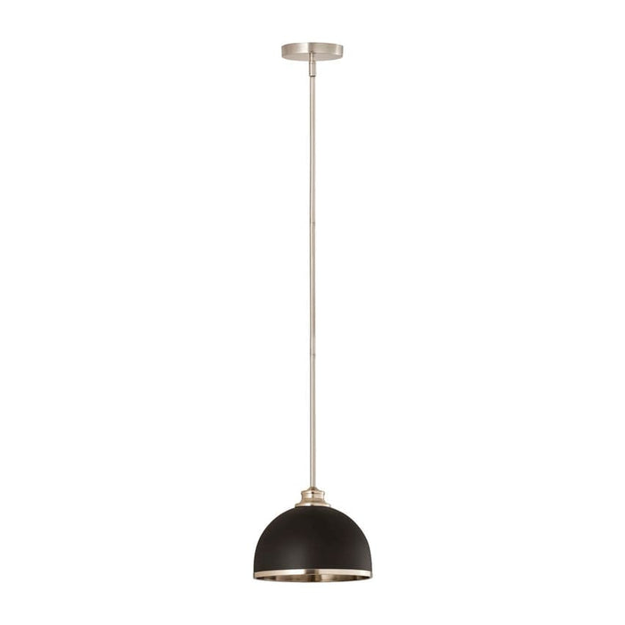 Z-Lite Landry Matte Black Brushed Nickel 1 Light Pendant 1004P10-MB-BN | theLightShop