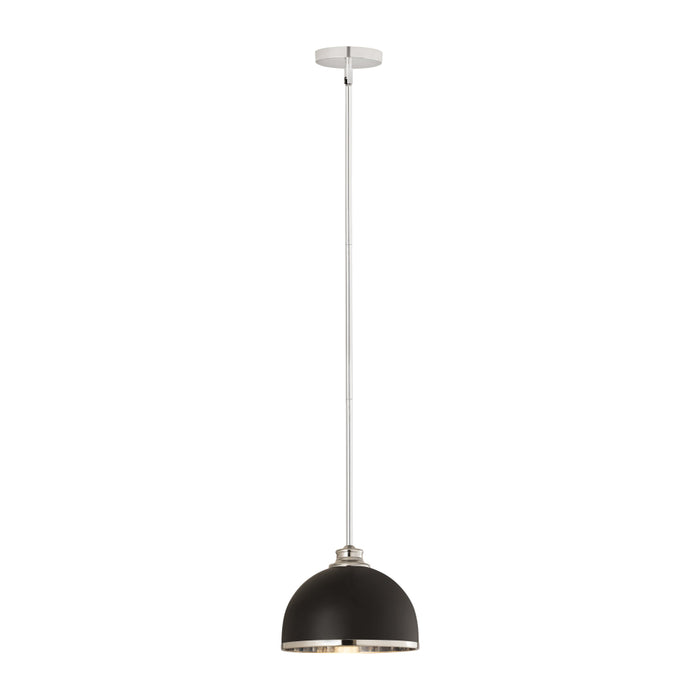 Z-Lite Landry Matte Black Chrome 1 Light Pendant 1004P10-MB-CH | theLightShop