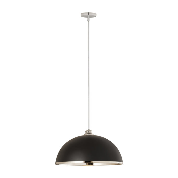 Z-Lite Landry Matte Black Chrome 1 Light Pendant 1004P20-MB-CH | theLightShop